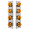 Stainless Steel Front Air Cleaner Bracket W/ Eight Incandescent Glass Watermelon Lights & Bezels - Amber Lens For Peterbilt 378, 379