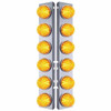 Stainless Steel Front Air Cleaner Bracket W/ Twelve 17 LED Beehive Lights & Bezels - Amber LED/ Amber Lens For Peterbilt