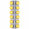 Stainless Steel Front Air Cleaner Bracket W/ Twelve 17 LED Beehive Lights & Bezels - Amber LED/ Clear Lens For Peterbilt