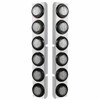 Stainless Steel Rear Air Cleaner Bracket W/ Twelve 9 LED 2 Inch Lights & Grommets - Red LED/ Clear Lens For Peterbilt