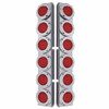 Stainless Steel Rear Air Cleaner Bracket W/ Twelve 9 LED 2 Inch Reflector Lights & Bezels - Red LED/ Red Lens For Peterbilt