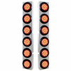 Stainless Steel Rear Air Cleaner Bracket W/ Twelve 9 LED 2 Inch Reflector Lights & Grommets - Red LED/ Red Lens For Peterbilt 378, 379