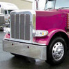 Chrome Front Fender Cover, Driver Side W/ 14 LED 12 Inch Sequential Light Bar - Amber LED/ Clear Lens For Peterbilt 388, 389