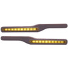 Wood Armrests W/ 9 Inch 10 LED Lights - Amber LED/ Amber Lens For Peterbilt