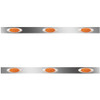 Stainless Steel Sleeper Panels W/ 6 M1 Amber/Amber LEDs For 62 inch Kenworth W900L Sleeper