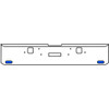 18 Inch 7-Gauge Chrome Plated Steel Texas Square Bumper Kit With Amber To Blue Aux Lights With Bezels And Visors For Freightliner Classic 2002-2007