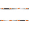 Stainless Steel Sleeper Panels W/ 8 P1 Amber/Amber LEDs For Kenworth W900L W/ 72 Inch Sleeper