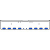 20 Inch Chrome Texas Square Rolled End Bumper With 8 Oval Dual Function Auxiliary Amber To Blue Lights 2-2 Inch Round, And For Freightliner Classic 2002-2007