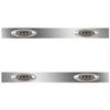 38 Inch Stainless Steel Sleeper Panels W/ 4 P1 Amber/Smoked LEDs For Kenworth T800, W900 Aerocab