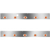Stainless Steel Day Cab Panels W/ 10 P3 Amber/Amber LEDs, Block Heater Plug Hole For Kenworth T800, W900