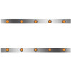 62 Inch Stainless Steel Sleeper Panels W/ 10 Round 2 Inch Amber/Amber LEDs For Kenworth T660, T800, W900