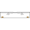 18 Inch Chrome Texas Square Rolled End Bumper With Hook Holes, 2 Ovals Amber/Clear Mirage Lights With Visors For Freightliner Classic 120, 132 Xl