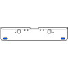 18 Inch Chrome Texas Square Rolled End Bumper With Hook Holes, 2 Ovals Amber/Blue Dual Revolution Lights With Visors For Freightliner Classic 120, 132 Xl