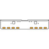 18 Inch Chrome Texas Square Rolled End Bumper With Hook Holes, 8 Ovals Amber/Amber Mirage Lights For Freightliner Classic 120, 132 Xl