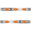 38 Inch Stainless Steel Sleeper Panels W/ 6 P1 Amber/Amber LEDs For Kenworth T800, W900
