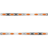 72 Inch Stainless Steel Sleeper Panels W/ 12 P1 Amber/Amber LEDs For Kenworth T800, W900