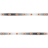 72 Inch Stainless Steel Sleeper Panels W/ 14 P3 Amber/Amber LEDs For Kenworth T800, W900