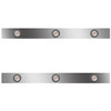 38 Inch Stainless Steel Sleeper Panels W/ 6 Round 2 Inch Amber/Clear LEDs For Kenworth T800, W900