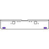 20 Inch Chrome Texas Square Rolled End Bumper Kit With Hook Holes, 2 Oval Amber-Purple Dual Revolution Lights Without Visor For Freightliner Classic 120/132 Xl