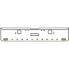 18 Inch Chrome Texas Square Rolled End Bumper With Center Tow And Hook Holes, 2 Ovals-10 Rnd 2 In. Amber/Clear Mirage Lights With Visors For Freightliner Classic 120, 132 Xl