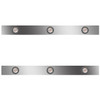 38 Inch Stainless Steel Sleeper Panels W/ 6 Round 2 Inch Amber/Clear LEDs For Kenworth T660, T800, W900