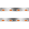 Stainless Steel Cab Panels W/ 8 P1 Amber/Amber LEDs, Block Heater Plug, Step Light Holes For Kenworth T800, W900