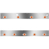 Stainless Steel Cab Panels W/ 9 Total P3 Amber/Amber LEDs, Block Heater Plug, Step Light Holes For Kenworth T800, W900