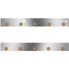 Stainless Steel Cab Panels W/ 10 - 2 Inch Amber/Amber LEDs, Block Heater Plug, Step Light Holes For Kenworth T800, W900