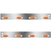 Stainless Steel Cab Panels W/ 8 P1 Amber/Amber LEDs, Dual Step Light Holes For Kenworth T800, W900