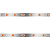 Stainless Steel Cab Panels W/ 11 Total P3 Amber/Amber LEDs For Kenworth W900L Aerocab