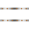 Stainless Steel Cab Panels W/ 12 Round 2 Inch Amber/Amber LEDs For Kenworth W900L Aerocab