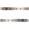 42 Inch Stainless Non-Aero Sleeper Panels W/ 12 Round 3/4 Inch Amber/Amber LEDs For Kenworth T800, W900