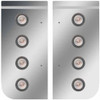 Stainless Steel Cowl Panels W/ 8 Round 2 Inch Amber/Clear LEDs For Kenworth W900B, W900L