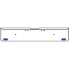 18 Inch Chrome Texas Rolled End Bumper Kit With Bolt Holes And 2 Oval Amber-Purple Dual Revolution Lights With Visors For Freightliner Classic 120, 132 Xl 2002- 2007