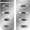 Stainless Steel Cowl Panels W/ 8 P1 Amber/Smoked LEDs For Kenworth W900L, W900L Aerocab 2005-2010