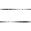 72 Inch Stainless Steel Sleeper Panels W/ 18 Round 3/4 Inch Amber/Amber LEDs For Kenworth T660, T800, W900