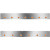 Stainless Steel Cab Panels W/ 13 Total 3/4 Inch Amber/Amber LEDs For Kenworth T800, W900