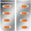 Stainless Steel Cowl Panels W/ 8 P1 Amber/Amber LEDs For Kenworth W900B/W900L