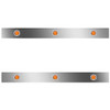 38 Inch Stainless Steel Sleeper Panels W/ 6 Round 3/4 Inch Amber/Amber LEDs For Kenworth T800, W900