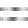 Stainless Cab Panels W/ 12 Round 3/4 Inch Amber/Amber LEDs, Dual Step Light Holes For Kenworth T800, W900