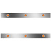 38 Inch Stainless Steel Sleeper Panels W/ 6 Round 3/4 Inch Amber/Amber LEDs For Kenworth T660, T800, W900
