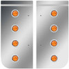 Stainless Steel Cowl Panels W/ 8 Round 3/4 Inch Amber/Amber LEDs For Kenworth W900B/W900L