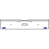 22 Inch Chrome Texas Rolled End Bumper Kit With Center Tow Hole And 2 Oval Amber-Purple Dual Revolution Lights With Visors For Freightliner Classic 120, 132 Xl 2002- 2007