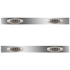 38 Inch Stainless Steel Sleeper Panels W/ 4 P1 Amber/Smoked LEDs For Kenworth W900 Aerocab