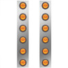 15 Inch Stainless Steel Front Air Cleaner Panels W/ 12 - 2 Inch Amber/Amber LEDs For Kenworth W900L