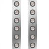 15 Inch Stainless Steel Front Air Cleaner Panels W/ 12 - 2 Inch Amber/Clear LEDs For Kenworth W900L