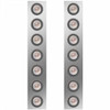 15 Inch Stainless Steel Front Air Cleaner Panels W/ 14 - 2 Inch Amber/Clear LEDs For Kenworth W900L