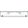 20 Inch Chrome Texas Rolled End Bumper Kit With Hook Holes And 2 Oval-10 Round 2 Inch Amber-Green Dual Revolution Lights With Visors For Freightliner Classic 120, 132 Xl 2002- 2007