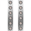 15 Inch Stainless Steel Rear Air Cleaner Panels W/ 12 - 2 Inch Red/Clear LEDs For Kenworth W900B/W900L