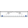 22 Inch Chrome Texas Rolled End Bumper Kit With Hook Holes And 2 Oval-10 Round 2 Inch Amber-Blue Dual Revolution Lights For Freightliner Classic 120, 132 Xl 2002- 2007